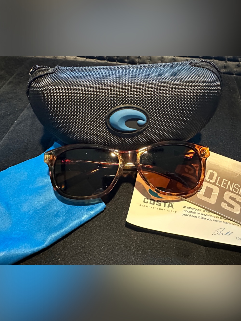 Costa Men’s Brown Transparent Frame Sunglasses with Dark Lenses